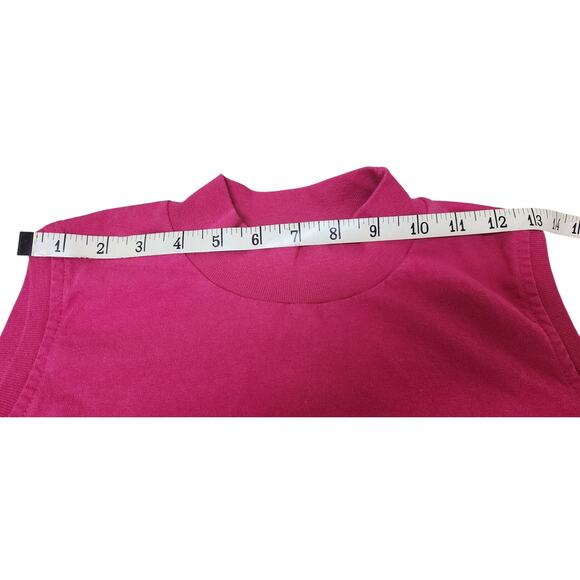 Hanes Her Way Fuchsia Sleeveless 100 % Cotton Mock Turtleneck Womens Size Medium - Picture 3 of 7